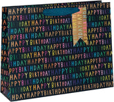 Navy Blue Happy Birthday Large Landscape Gift Bag