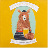 Contemporary Bear and Beer Design Birthday Card