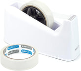 Rapesco 500 Heavy Duty Tape Dispenser & 2 x Tape Rolls - White