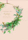 Wife Christmas Greeting Card with Romantic Festive Design and Loving Wishes