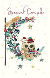 Christmas Greeting Card for Special Couple with Boofle Dog on Floral Moon Design
