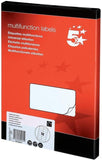 5 Star Office multipurpose adhesive labels for laser and inkjet printers, 14 per sheet, white, 105x42mm, 1400 labels total