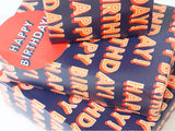 Abacus Cards Happy Birthday greeting card with colorful birthday gift wrap sheets and matching tags, ideal for celebrating occasions.