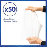 White AF Safecloths lint-free cleaning cloths, 340x320mm, pack of 50, ideal for general use and absorbent cleaning tasks.