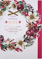 Hallmark Boxed Christmas Card for Wife - Traditional Wreath and Verse Design, 25575228, Multicoloured