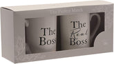 Amore by Juliana® Amore 2-piece mug set featuring "the Boss" and "the Real Boss" novelty coffee mugs.