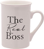 Amore by Juliana® Amore 2-piece mug set featuring "the Boss" and "the Real Boss" novelty coffee mugs on a white background.