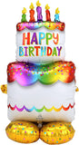 Anagram birthday cake foil balloon with colorful birthday-themed design, perfect for celebrations and decorating parties.