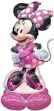 Large Anagram Minnie Mouse foil balloon featuring her face and "Forever" text, perfect for celebrations and parties.