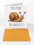 Googly Cards Funny "Shell Yeah! You Snailed It!" Congratulations Card with Googly Eyes and Orange Envelope