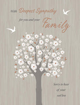 BGC sympathy greeting card with heartfelt message for expressing deepest sympathy to family and loved ones.