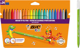 BIC Kids Couleur felt tip coloring pens in assorted colors, 24-pack, ideal for children's art and craft projects.