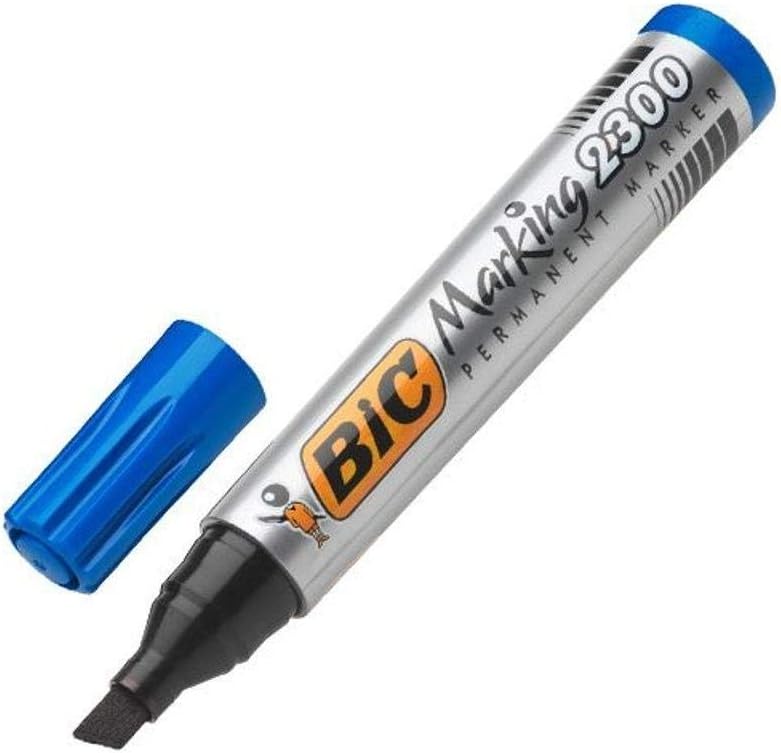 Blue BIC Marking 2300 Ecolutions permanent markers for stationery and art projects, featuring a durable ink tip and vibrant color.