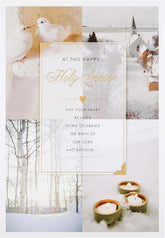 Holy Season Christmas Greeting Card with Rejoice and Celebrate Religious Design