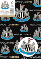 Newcastle United Football Wrapping Paper 2 Sheets & 2 Tags