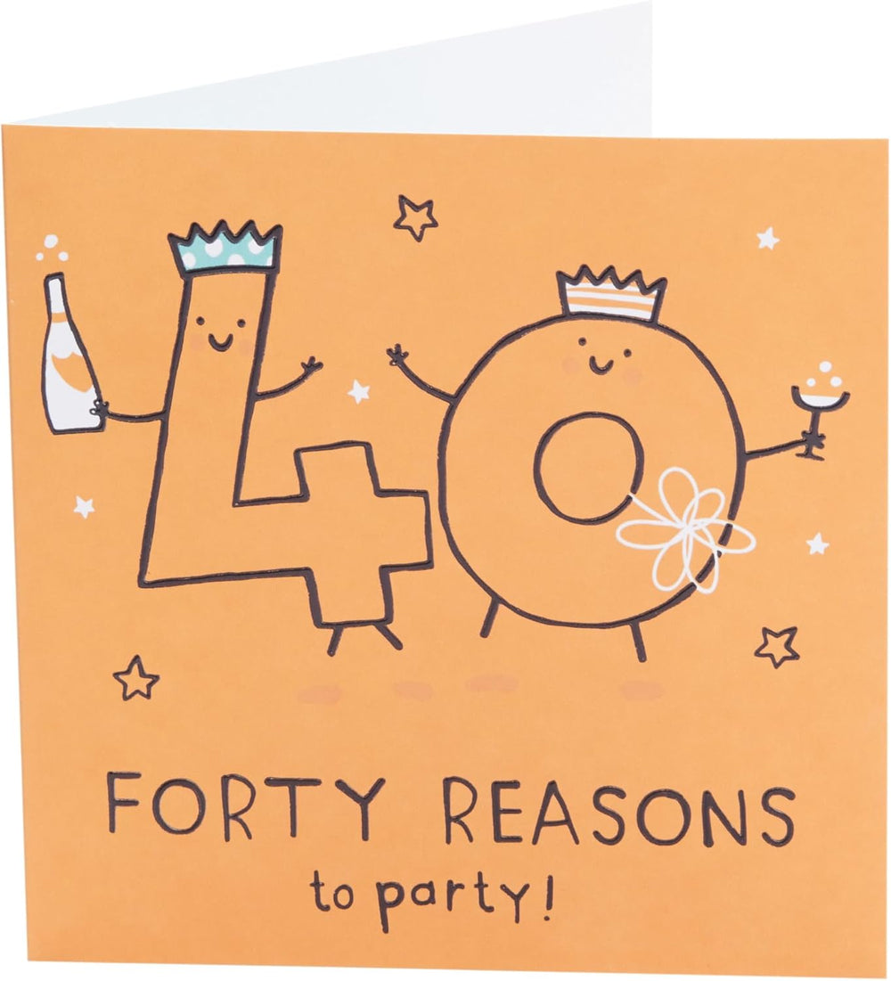 UK Greetings 40th Birthday Card for Him/Her/Friend - Orange Design