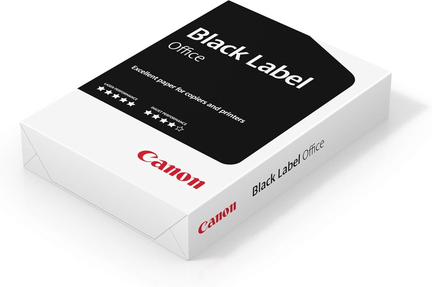 Canon Black Label A4 white photocopier and multipurpose paper, ideal for printing and copying in offices.
