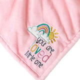 Carte Blanche Tiny Tatty Teddy baby girl comforter, soft plush toy with "You Are Loved" message, designed for baby toys and comfort.