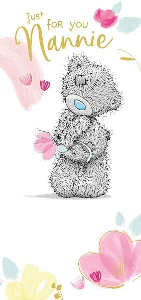Carte Blanche greeting card featuring a bear holding a flower, designed for special occasions, with charming illustrated artwork.