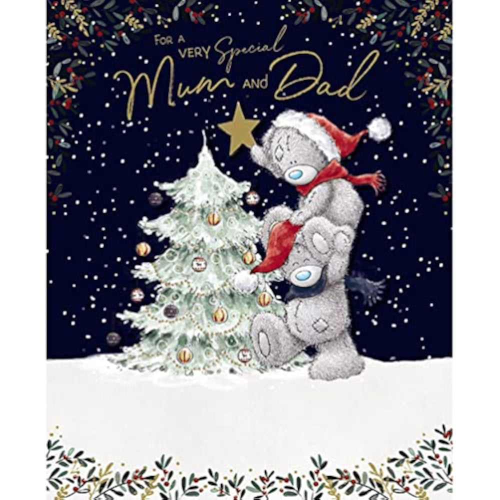 Carte Blanche Me to You Bear Mum & Dad handmade Christmas greeting card with festive design and heartfelt message.