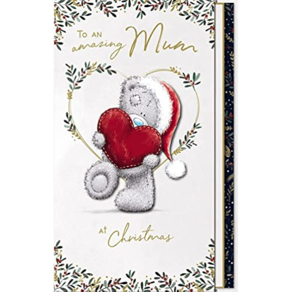 Carte Blanche Me to You Bear Mum holding heart handmade Christmas greeting card with festive design and heartfelt message