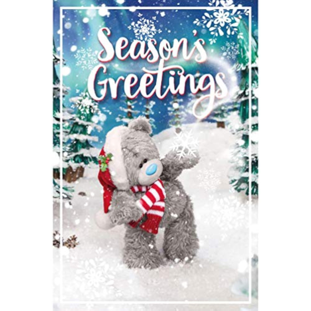 Carte Blanche Me to You Bear Christmas greeting card with seasons greetings and photo finish design.