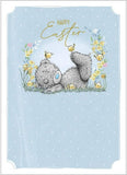 Carte Blanche open bear greeting card featuring a bear playing with chicks, perfect for spring and cheerful occasions.
