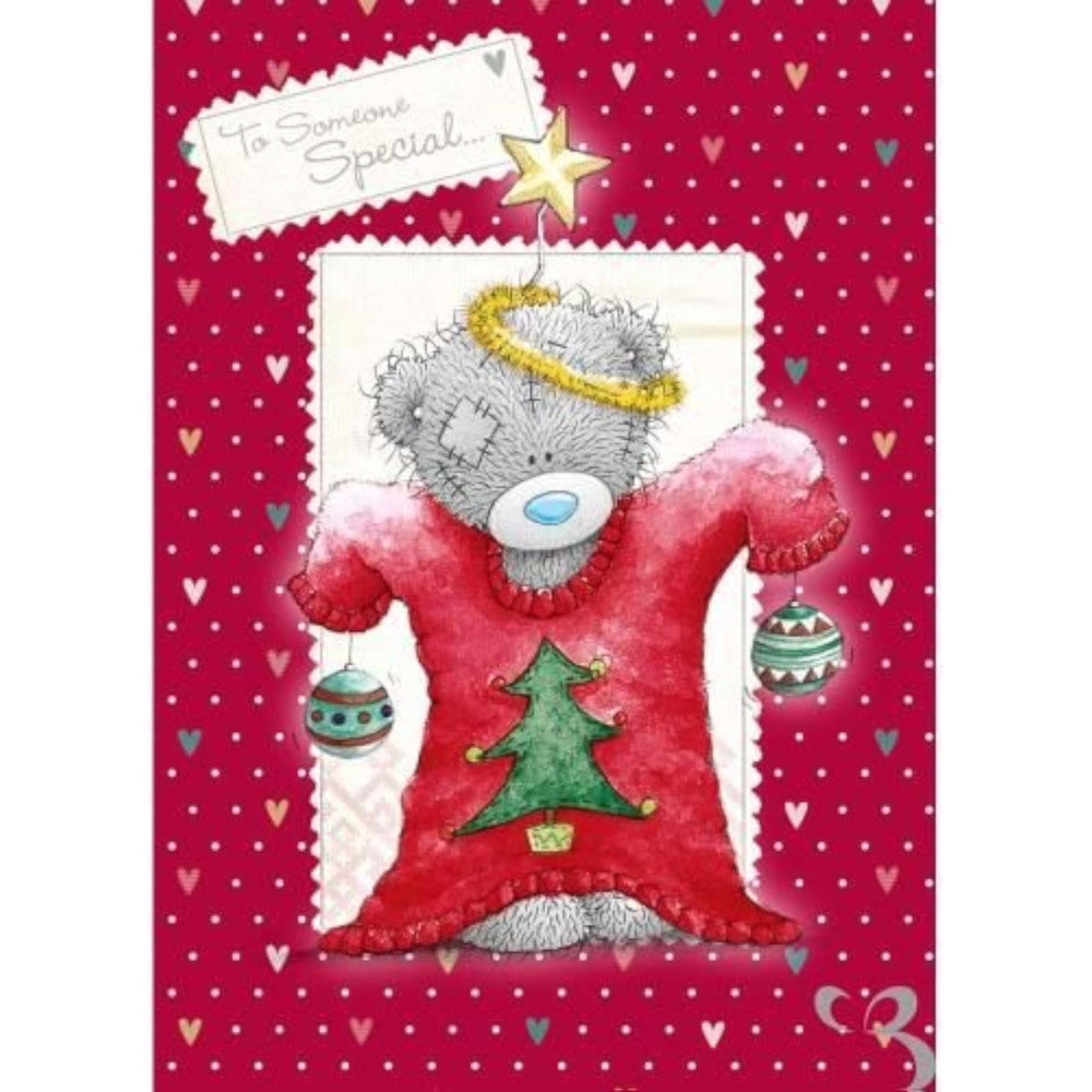 Carte Blanche greeting card featuring a Tatty Teddy bear in a Christmas jumper, perfect for someone special during the holidays.
