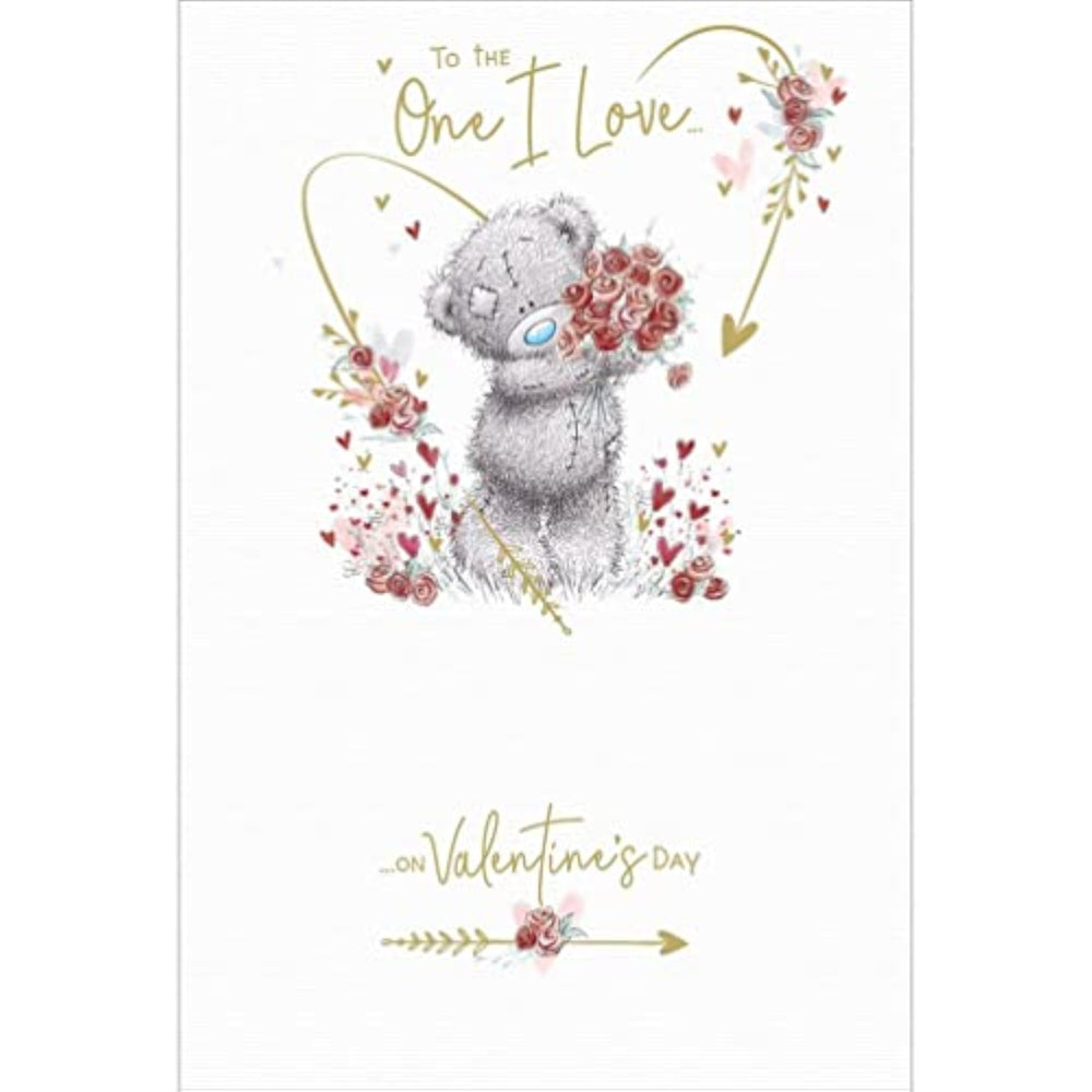 Carte Blanche Valentine One I Love Bear with Flowers Valentine Day Card featuring a cute bear and floral design for Valentine's Day.