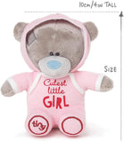 Carte Blanche Tatty Teddy soft toy girl bear in pink baby grow, cuddly plush with detailed features and adorable expression.