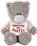 Carte Blanche Tatty Teddy plush bear, 10cm high, wearing a cute "You Make Me Smile" T-shirt, from the official soft toys collection.