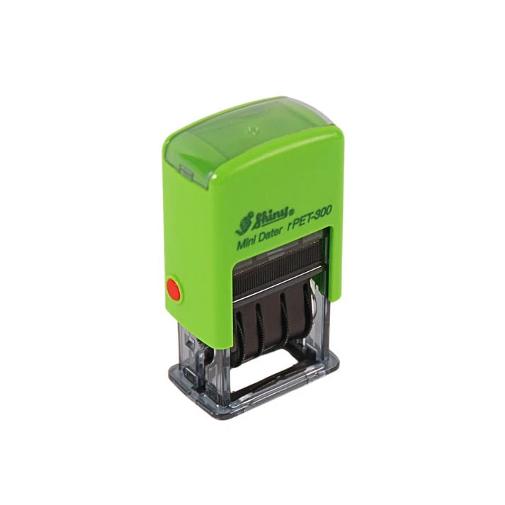 Green Cathedral Products self-inking date stamp with 3.8mm character height, ideal for stationery and office use.