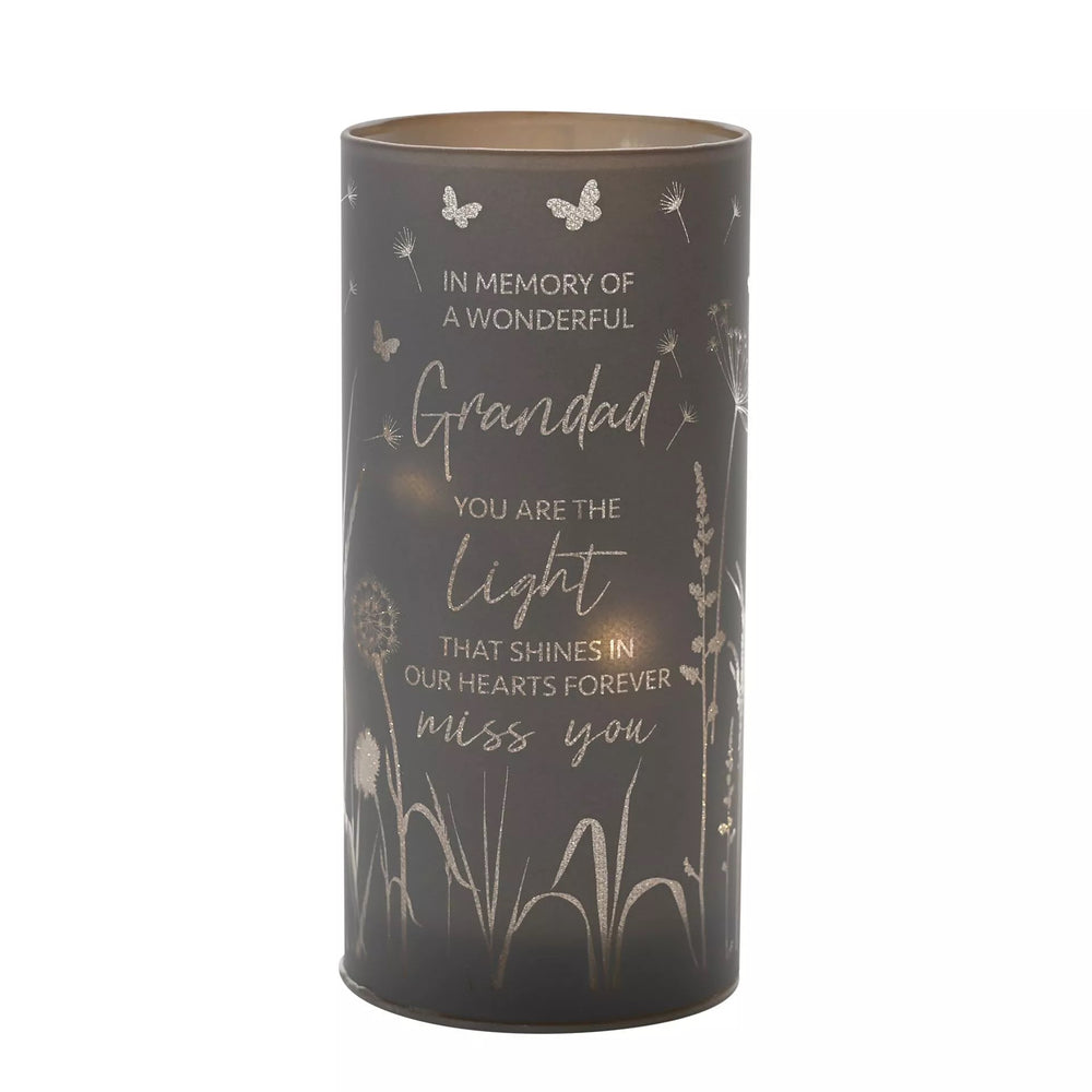 Celebrations memorial tube light keepsake honoring grandad with "Thoughts of You" tribute, featuring a soft illuminated design.
