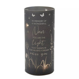 Celebrations Thoughts of You memorial keepsake tube light with soft illumination, honoring loved ones in a heartfelt tribute.