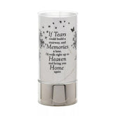 Celebrations Thoughts of You Memorial Tube Light, a keepsake tribute with a stairway to heaven design, shown illuminated.