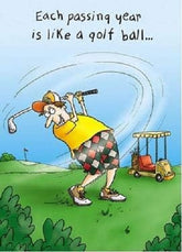 The Humour Factory Illustrated Humorous Male Birthday Card - Golfer, Each Passing Year is Like a Golf Ball - Greeting Card For Him (PH-HFG0260)