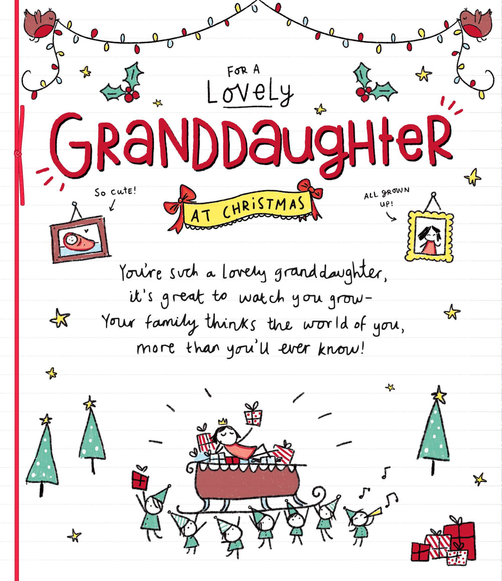 Santa on a Sleigh Granddaughter Christmas Card – Lovely Festive Design