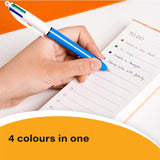 BIC 4 Colours Original Pens, Multi Coloured Pens All In One, Biro Pens, Medium 1.0mm, Green, Blue, Red, Black, 3 Pens Per Pack, 1 Pack