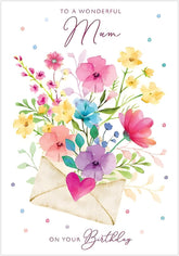 Paper Rose Wonderful Mum birthday greeting card featuring a floral paper rose design for women.