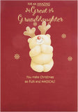 Christmas Greeting Card for Great Granddaughter with Festive Seasonal Design and Loving Wishes