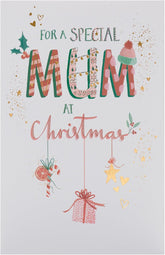 UK Greetings Christmas Card for Mum - Hanging Ornaments Design