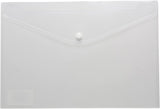 Set of five Eco-Eco Stationery A4 recycled clear plastic wallets with press stud closures, measuring 310 x 238mm for filing and storage.
