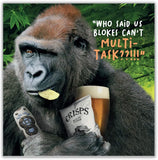 Humorous birthday greeting card by Emotional Rescue featuring a virtual safari adventure illustration for a funny birthday message.