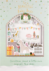 Baby Boy First Christmas Greeting Card with Cute Festive Design and Loving Wishes