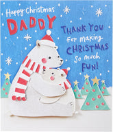 Christmas Greeting Card for Daddy with Cute Polar Bears Festive Design
