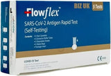 Flowflex Covid-19 Rapid Test Kit for health and wellness, showing test components and packaging.