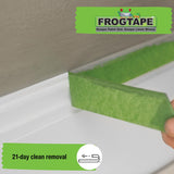 Green Frog Tape for multi-surface indoor painting, showing the tape applied with sharp lines and clean edges for decorating projects.