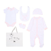 White and pink bow 5-piece set from M N House Wholesale, perfect for gift wrapping and decorative crafts.