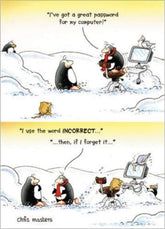 GBCC Incorrect Password Greeting Card showing humorous message on a colorful card for special occasions or jokes