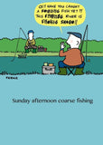 Funny fishing-themed birthday greeting card for him by GBCC, featuring humorous adult coarse fishing joke and playful design